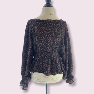 Anthropologie Long Ribbed Sleeve Blouse